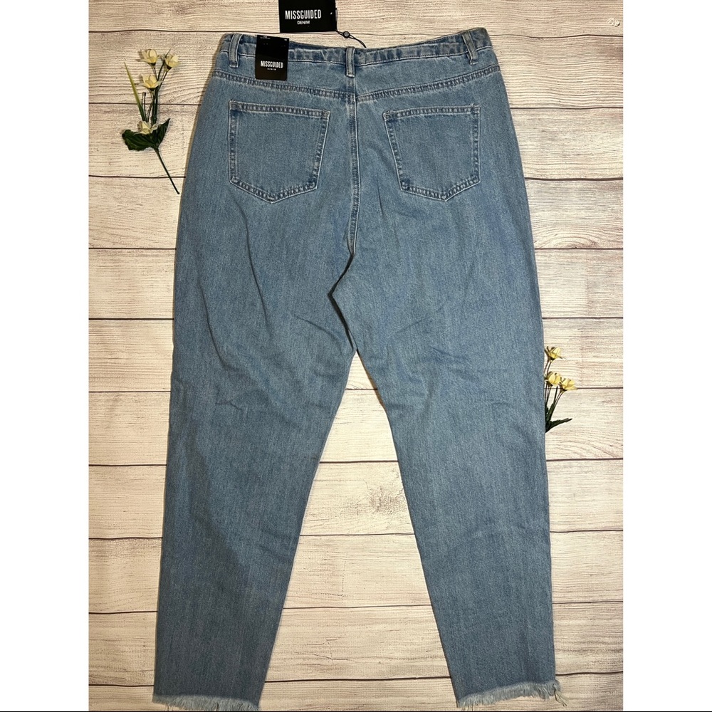 Misguided Denim Riot High Rise Slit Rip Mom Jeans - Picture 8 of 16
